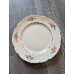 Vintage Homer Laughlin Floral Plate With Gold Trim 10" Diameter